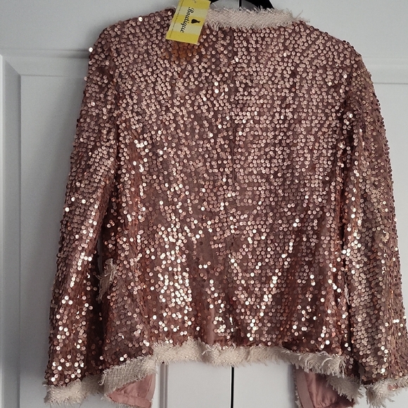 NWT Chic Sequin Jacket with Cream Trim - Picture 5 of 5